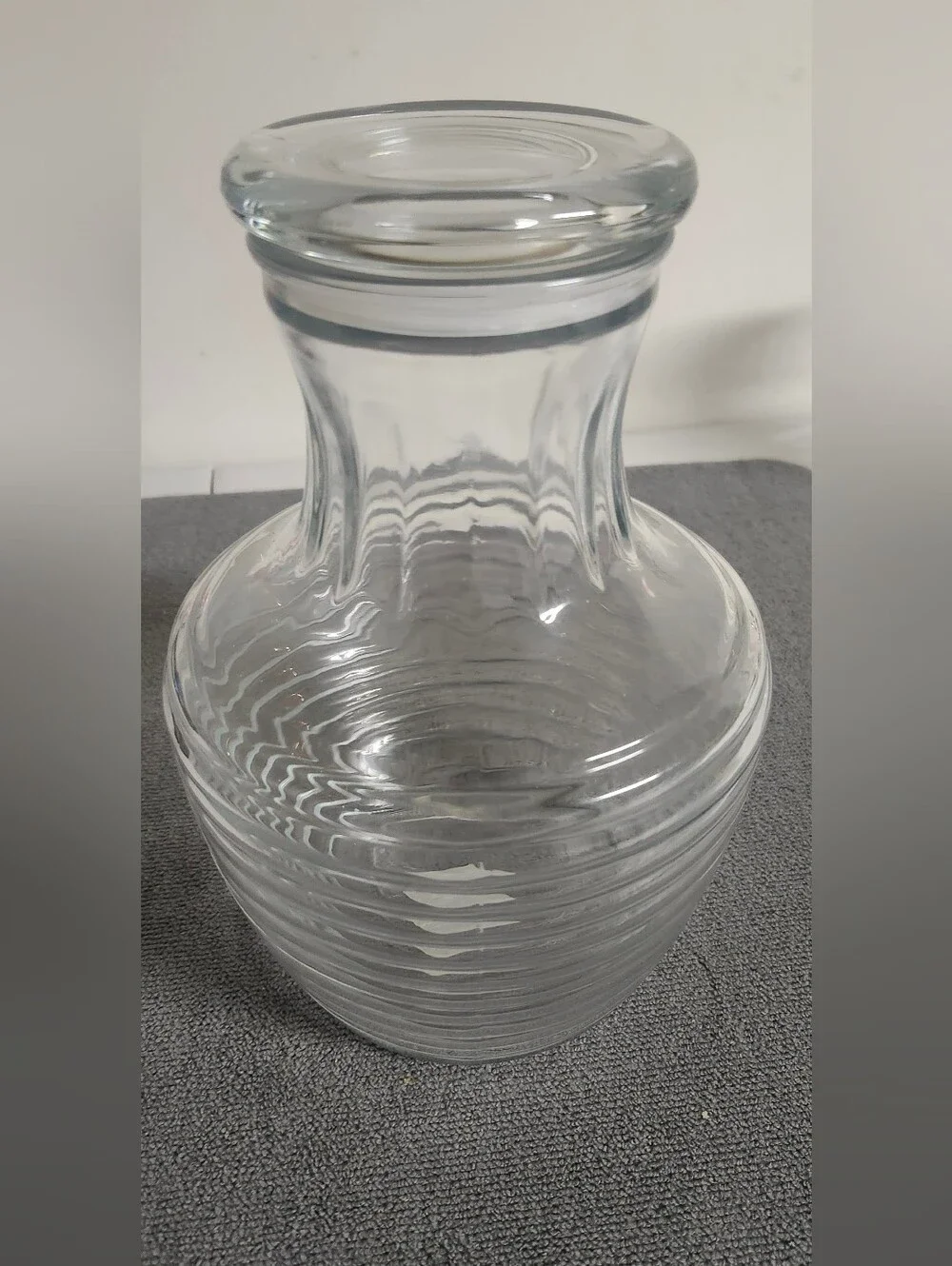 Clear Glass Ribbed Carafe With LID